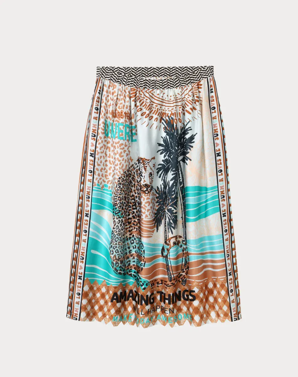 Vanessa Safari Midi Print Skirt by Me369
