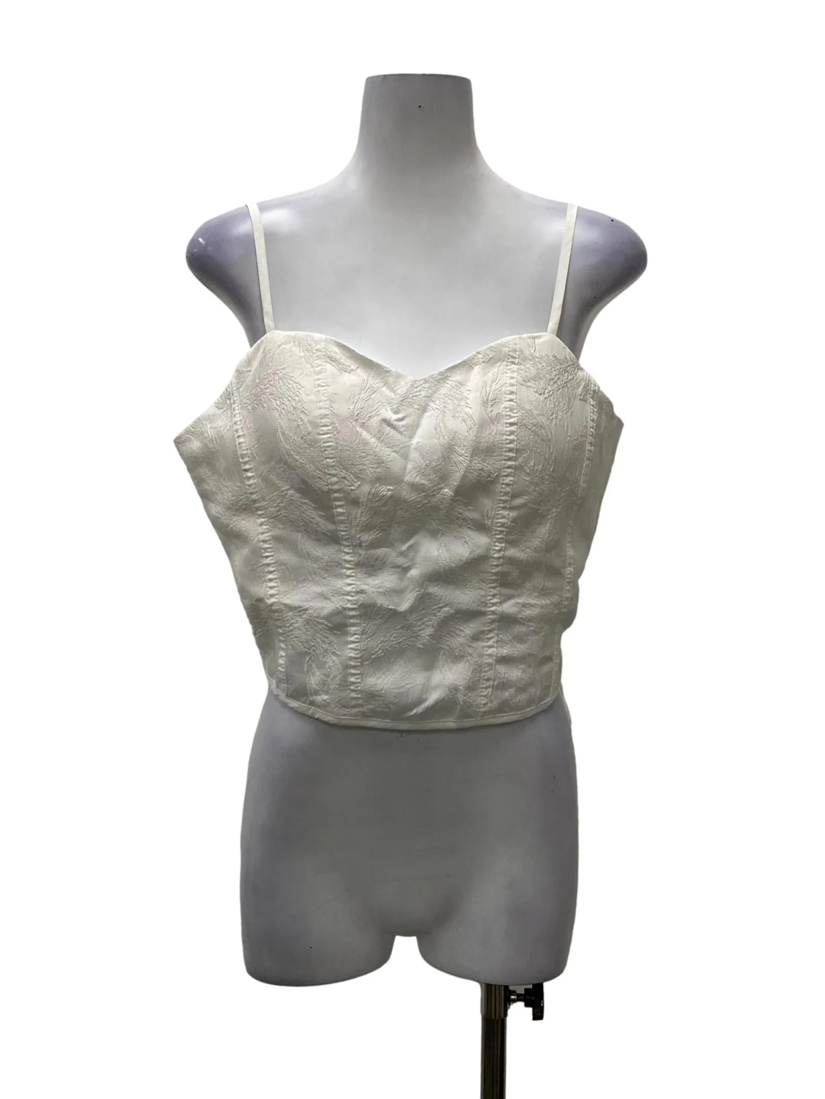 White Lace Embroidered Padded Top