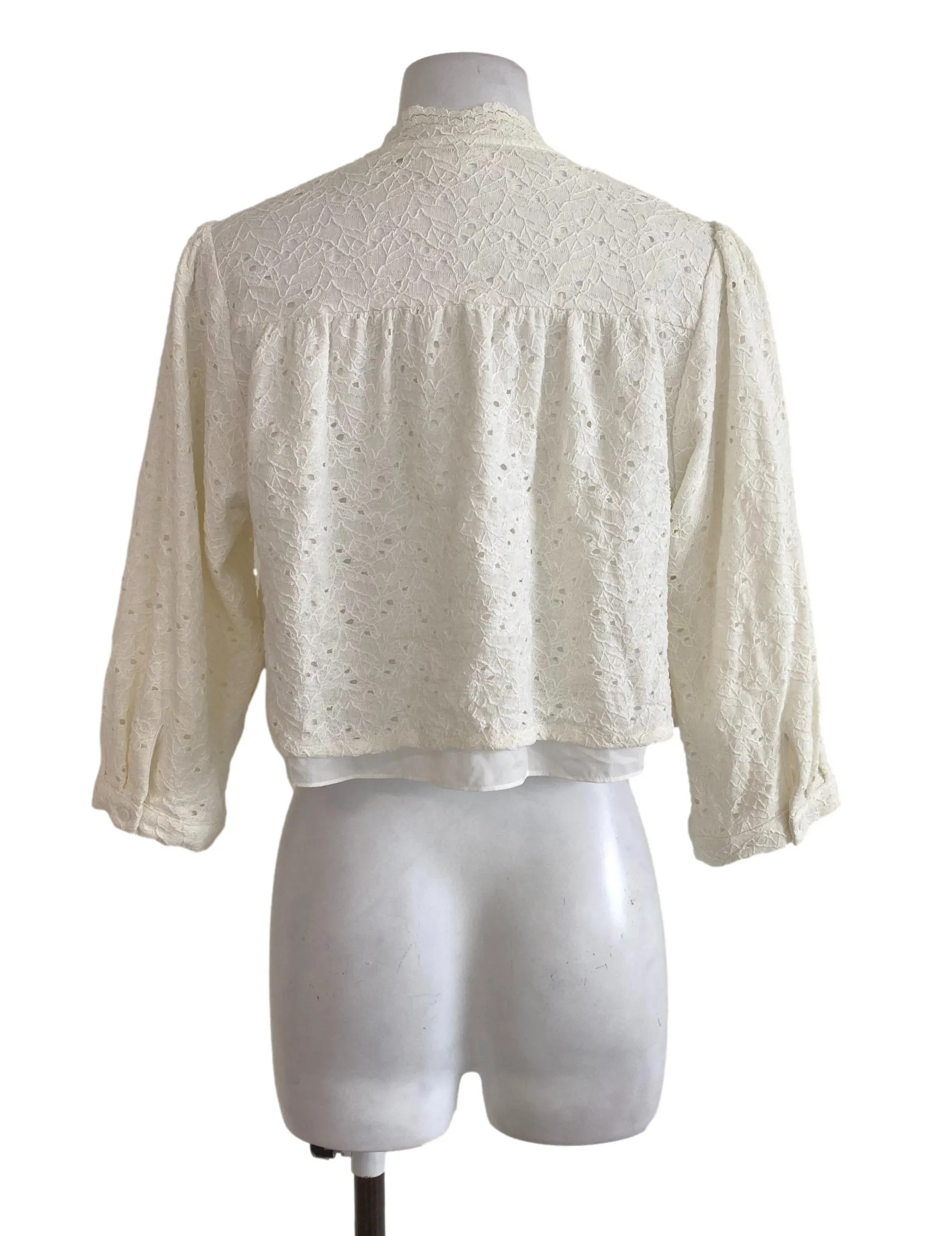 White Lace Longsleeve Crop Top