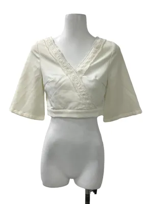 White Lace V Neck Crop Top