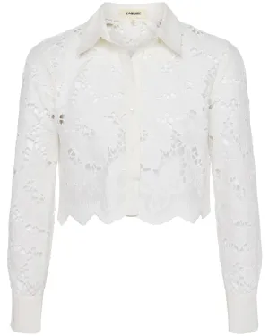 White Seychelle Crop Button Down Shirt