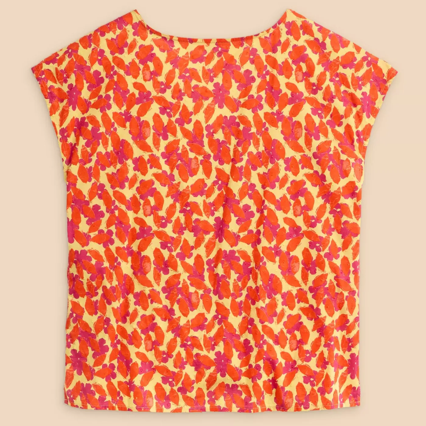 White Stuff Rae Organic Top | Orange / Blue