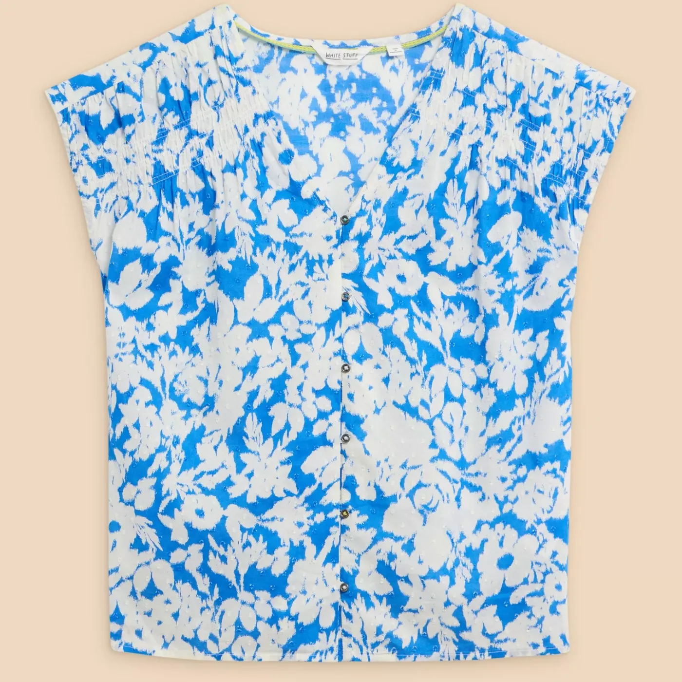 White Stuff Rae Organic Top | Orange / Blue