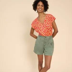 White Stuff Rae Organic Top | Orange / Blue