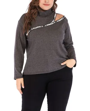 Women High Collar Plus Size Top