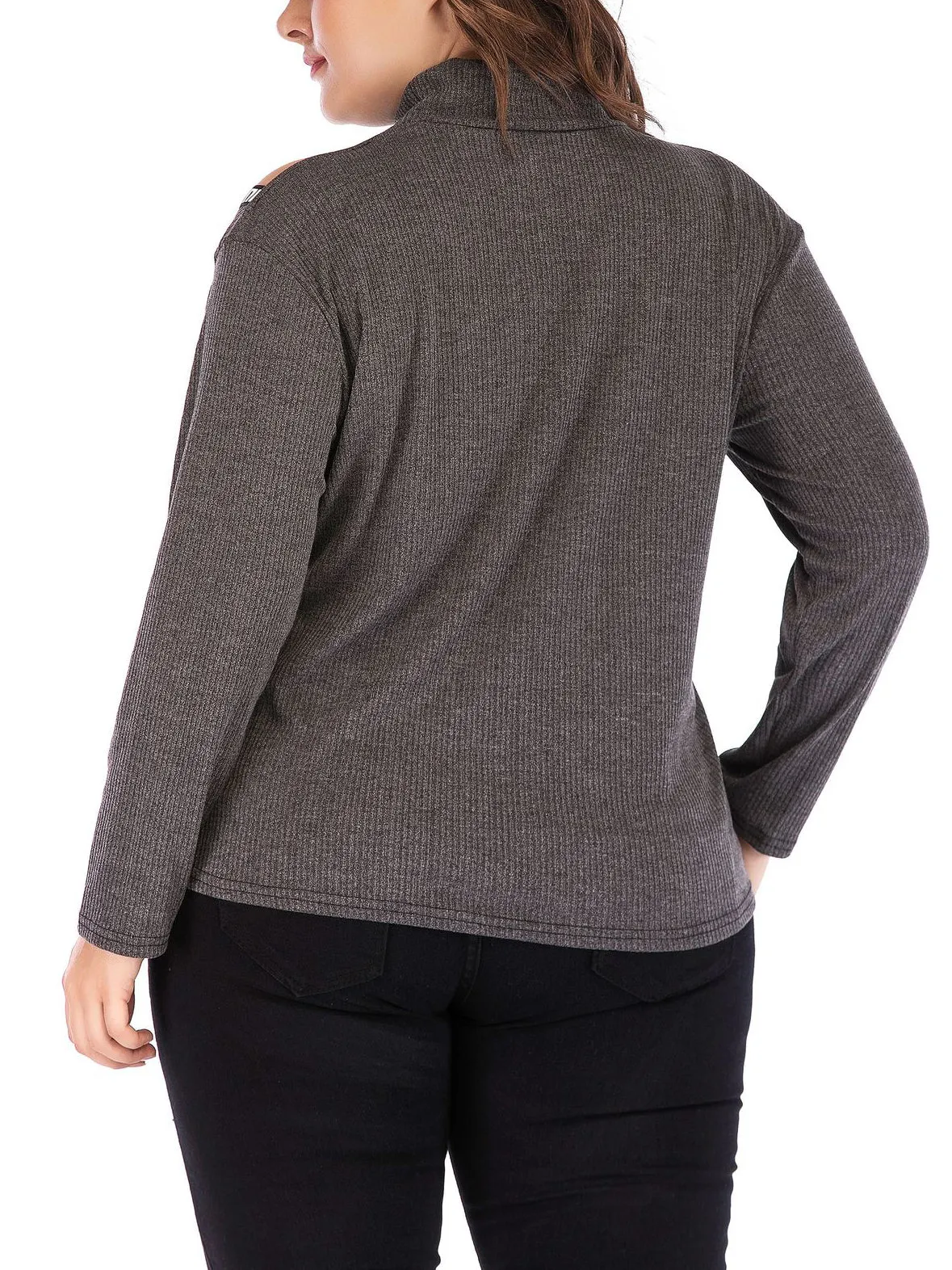 Women High Collar Plus Size Top