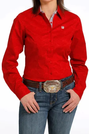 Women's Cinch Red Paisley Button Western Shirt
