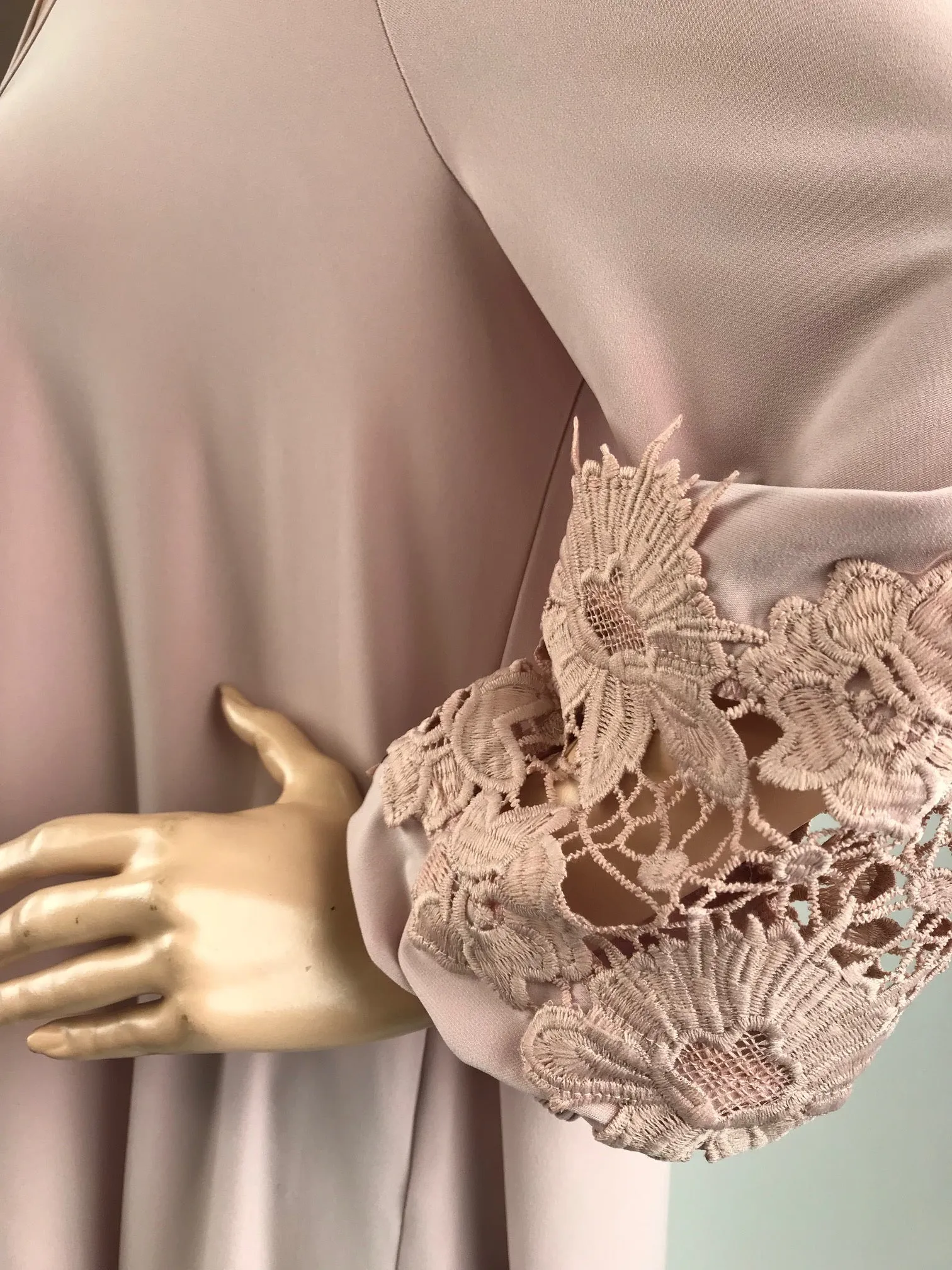 Women's Joseph Ribkoff | Keyhole Top with Floral Cutout Sleeves | Mauve