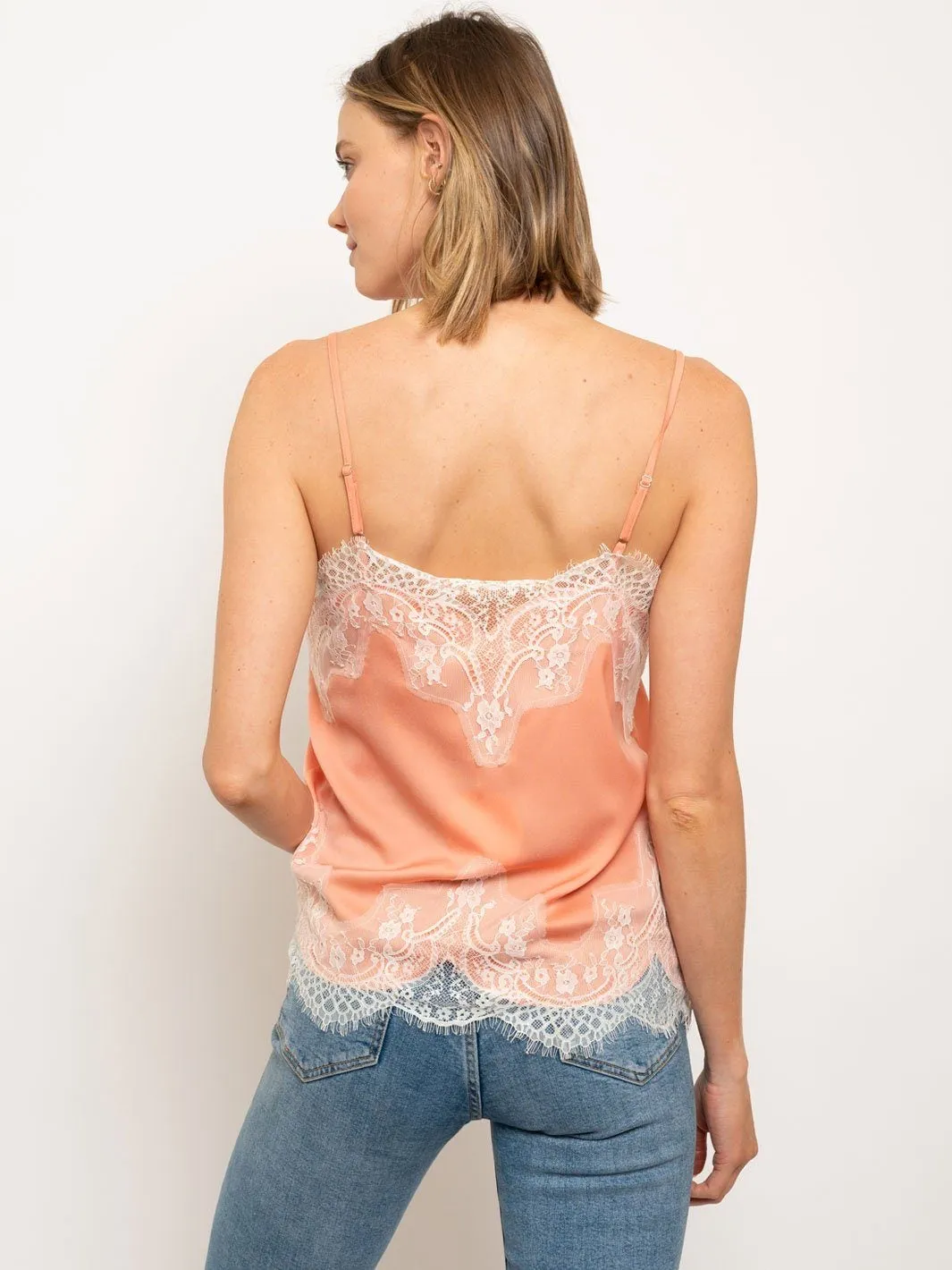 WOMEN'S LINGERIE SLIP WITH ACCENT LACE ADJUSTABLE STRAPS TOP