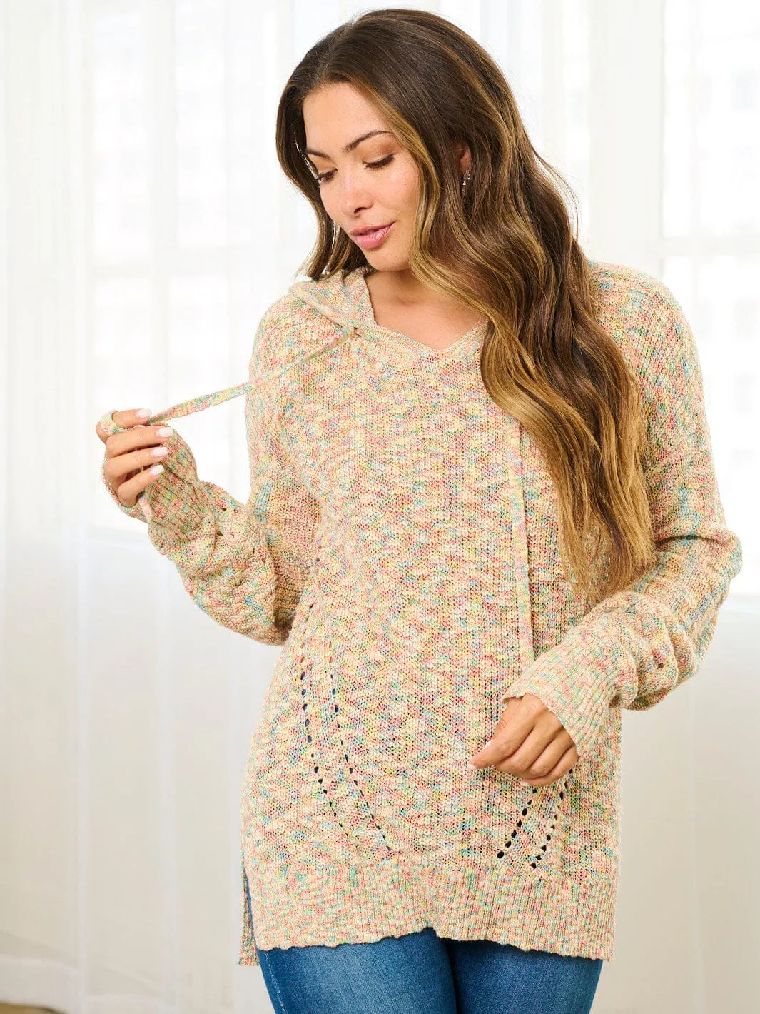 WOMEN'S LONG SLEEVE MULTI COLORS HOODED PULLOVER TOP