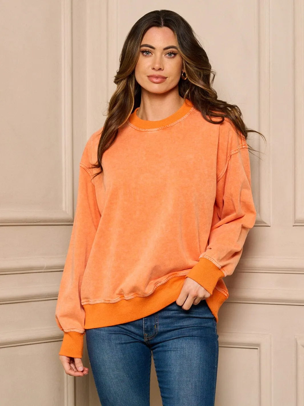WOMEN'S LONG SLEEVE WASHED TOP