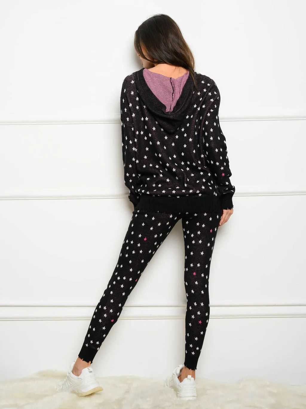 WOMEN'S STAR PRINT HOODED 2PC. JOGGER SET