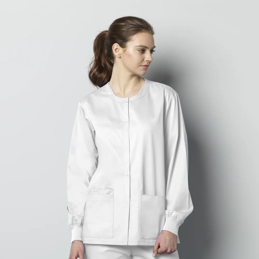 Wonderwink Wonderwork Unisex Snap Front Scrub Jacket, White