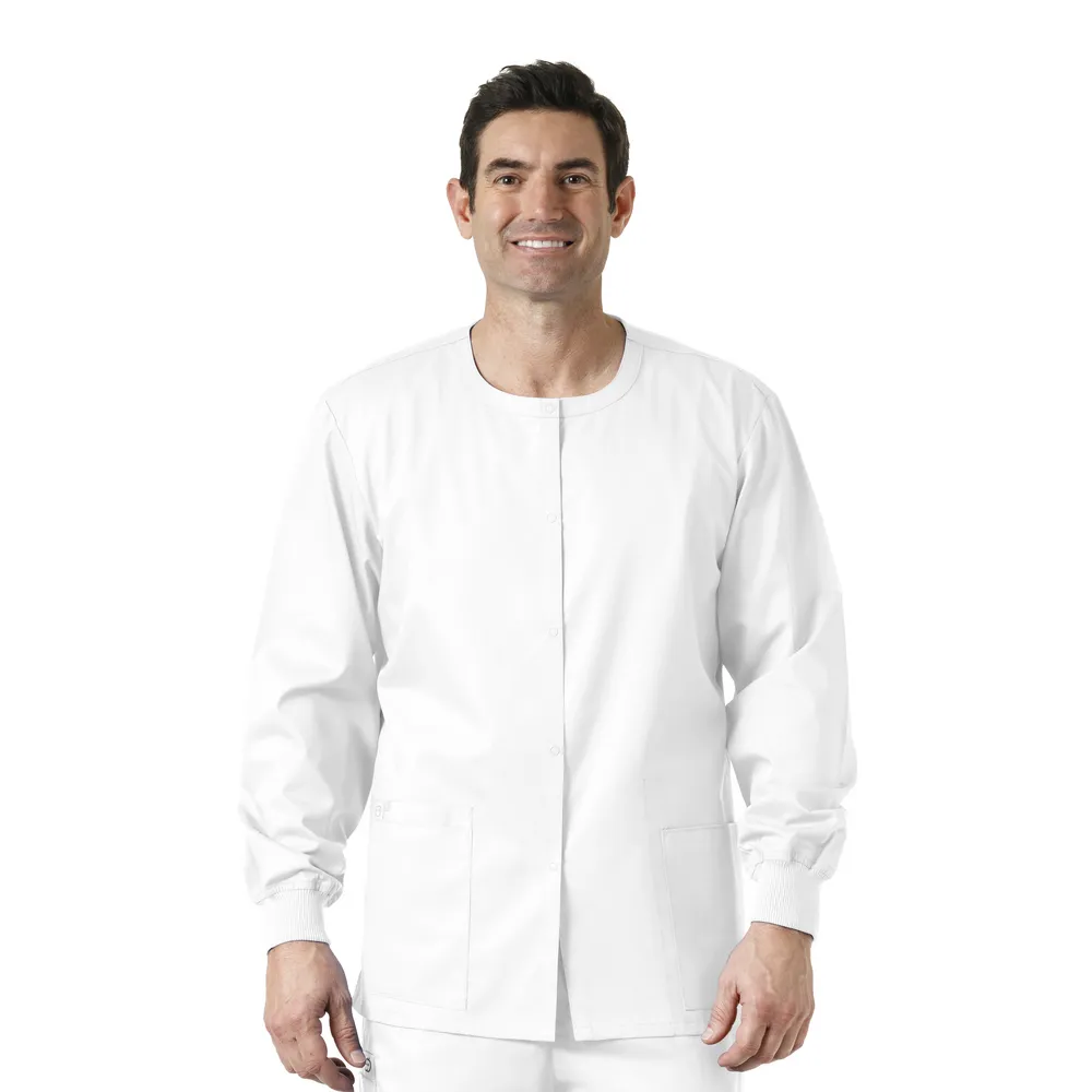 Wonderwink Wonderwork Unisex Snap Front Scrub Jacket, White