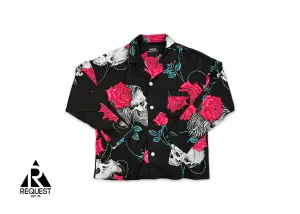 x Wildside Floral Skull Button Up "Black"