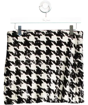 ZARA Black Sequin Houndstooth Mini Skirt UK M