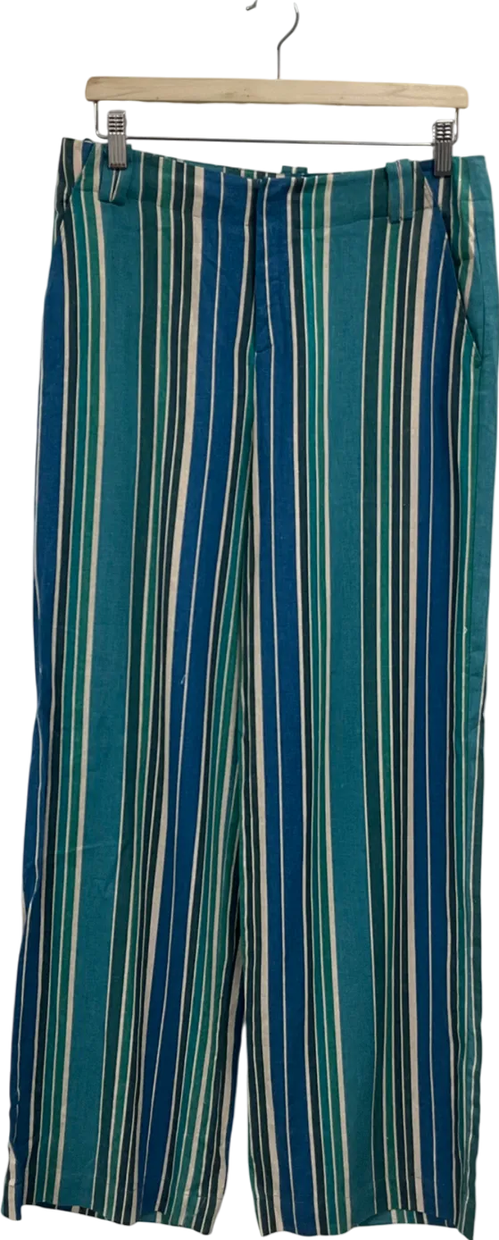 ZARA Blue Linen Blend Trousers UK M