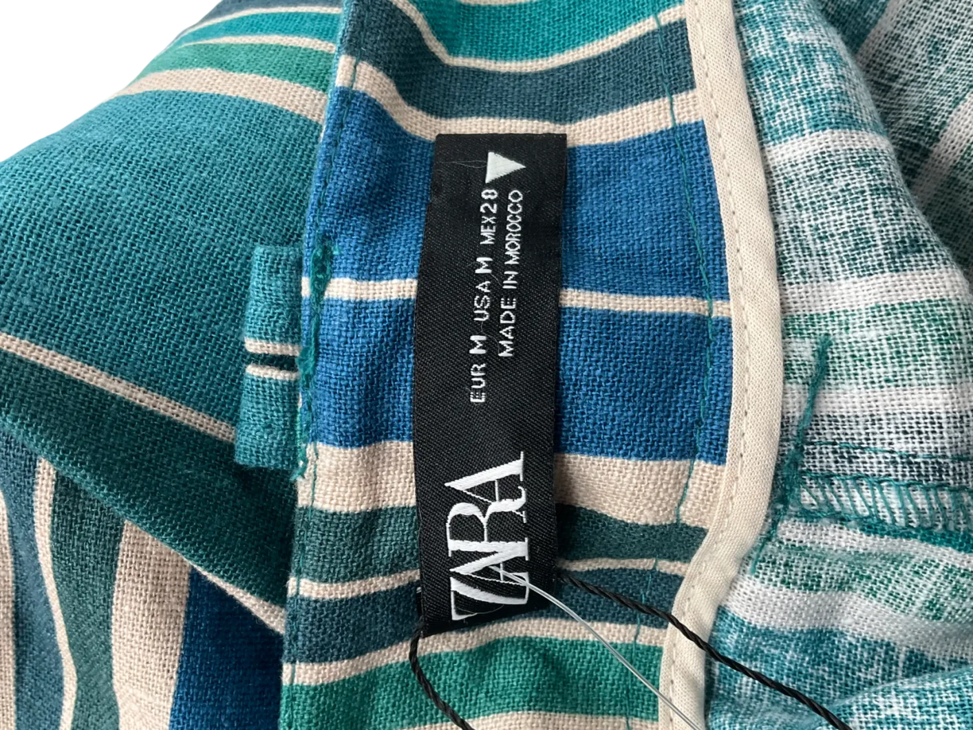 ZARA Blue Linen Blend Trousers UK M