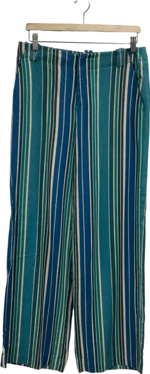 ZARA Blue Linen Blend Trousers UK M