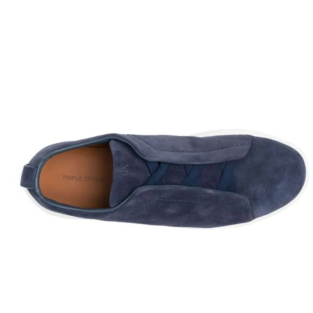 Zegna slip-on suede sneakers "Blue"