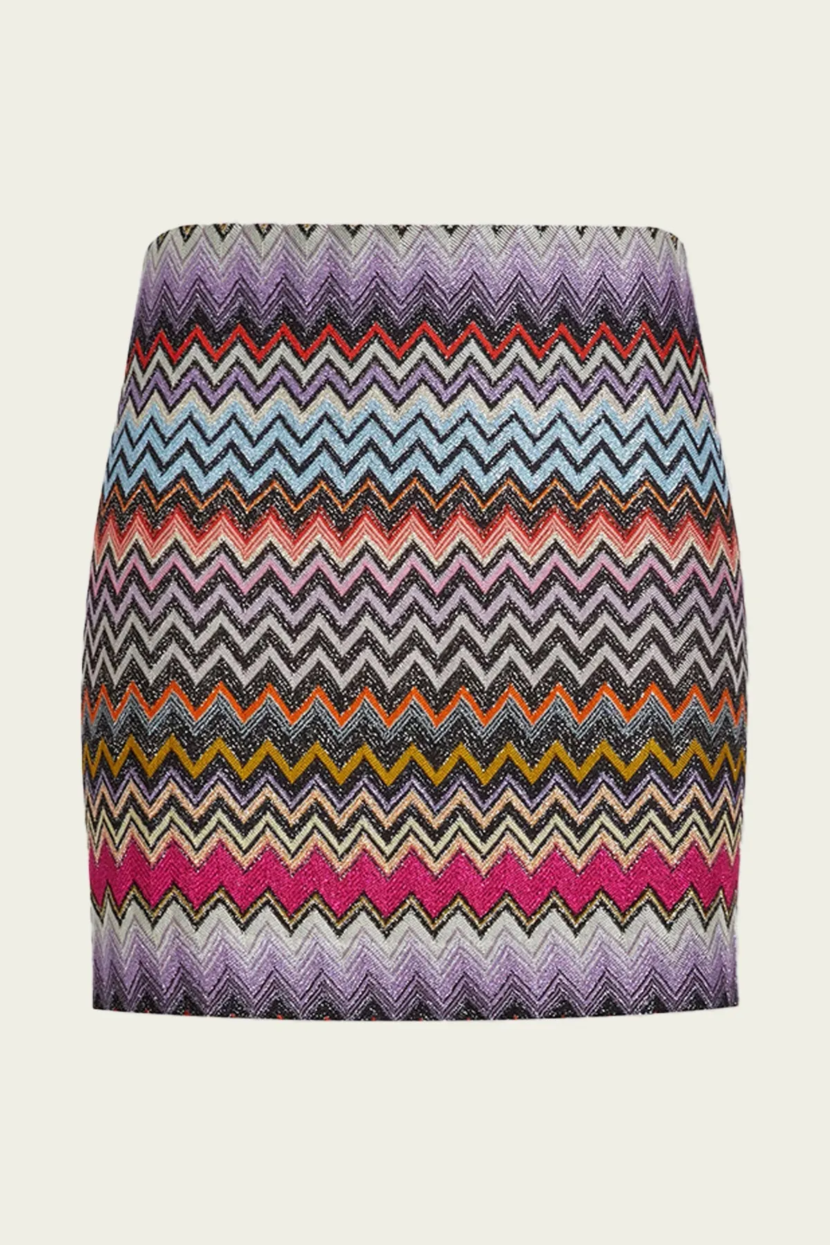 Zig-Zag Woven Mini Skirt in Multicolor with Black