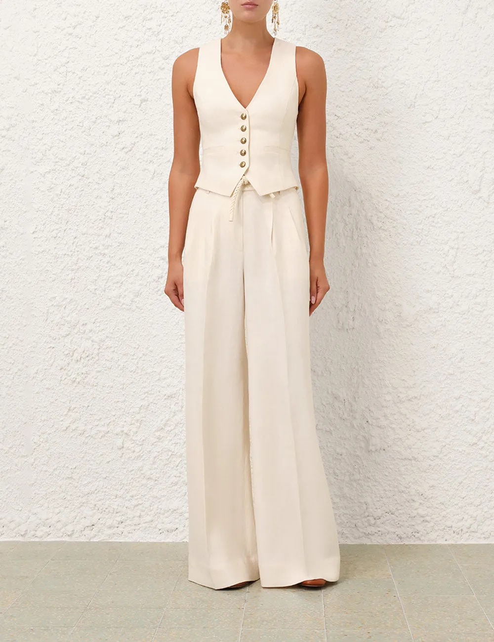 ZIMMERMANN Crush Linen Wide Leg Pant