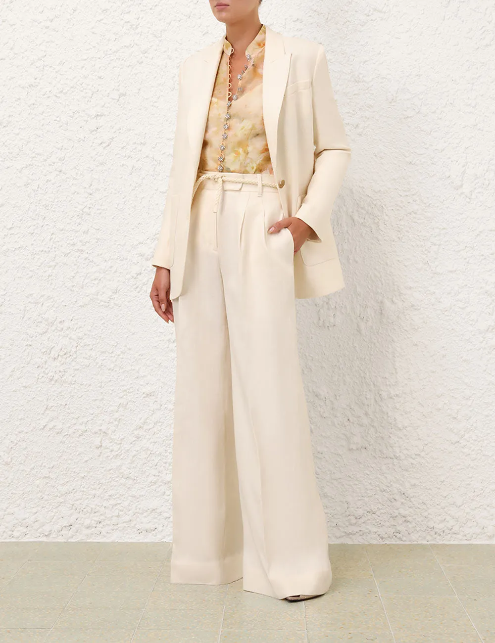 ZIMMERMANN Crush Linen Wide Leg Pant