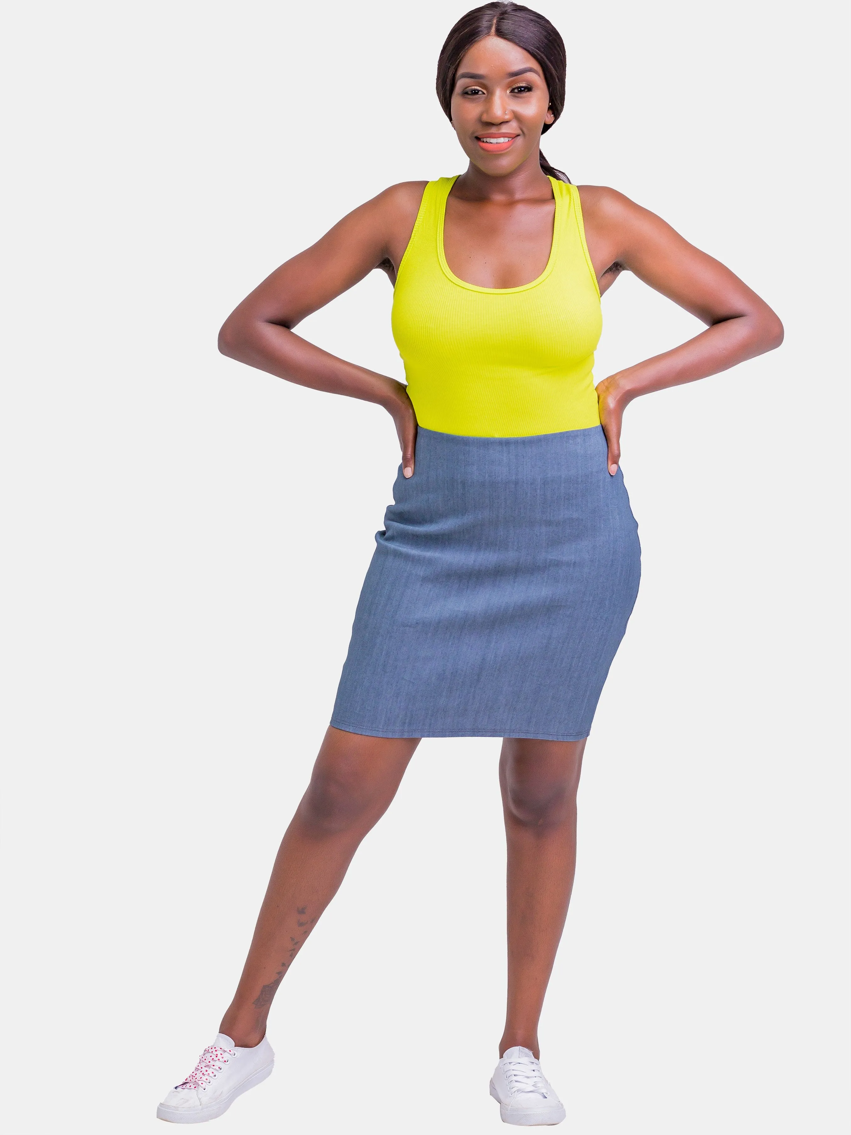Zoya Flint Denim Straight Mini Skirt - Grey