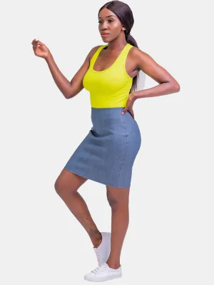 Zoya Flint Denim Straight Mini Skirt - Grey